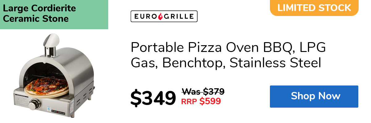 Portable Pizza Oven BBQ, LPG Gas, Benchtop, Stainless Steel