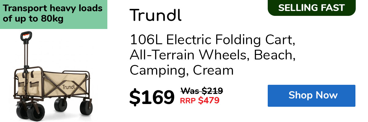 106L Electric Folding Cart, All-Terrain Wheels, Beach, Camping, Cream