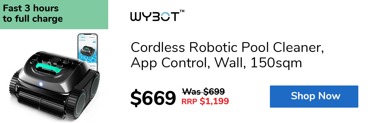 Cordless Robotic Pool Cleaner, App Control, Wall, 150sqm
