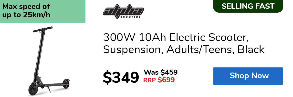 300W 10Ah Electric Scooter, Suspension, Adults/Teens, Black