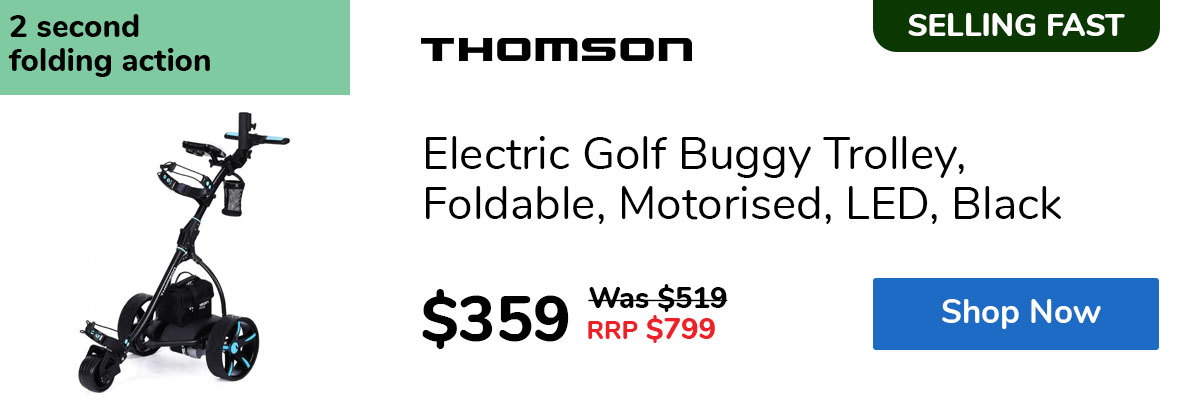 Electric Golf Buggy Trolley, Foldable, Motorised, LED, Black