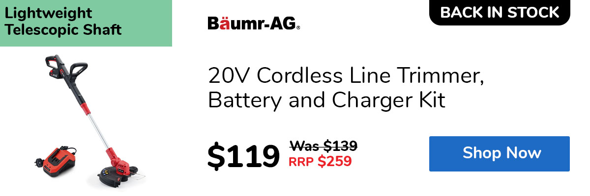 20V Cordless Line Trimmer, Battery and Charger Kit