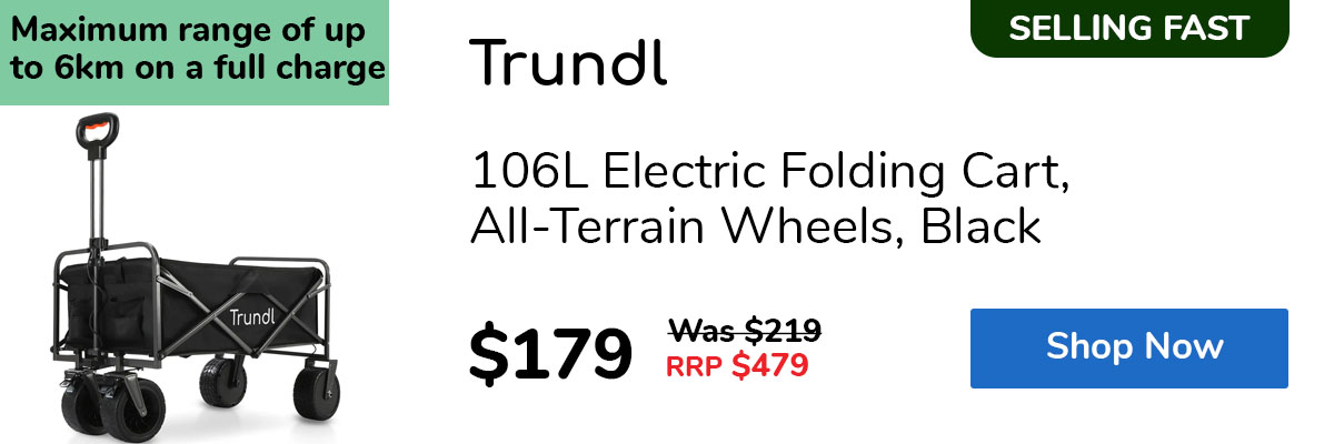 106L Electric Folding Cart, All-Terrain Wheels, Black