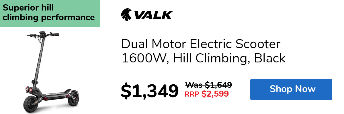 Dual Motor Electric Scooter 1600W, Hill Climbing, Black