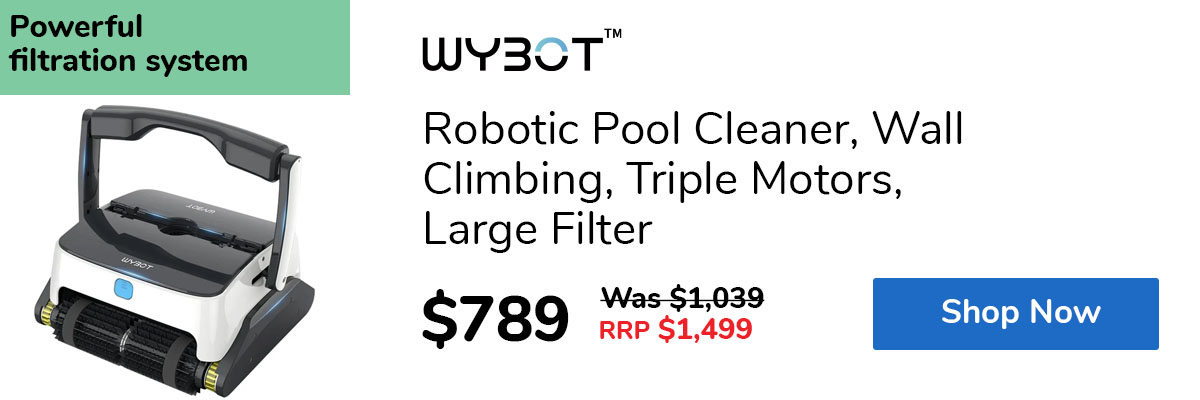 Robotic Pool Cleaner, Wall Climbing, Triple Motors, Large Filter