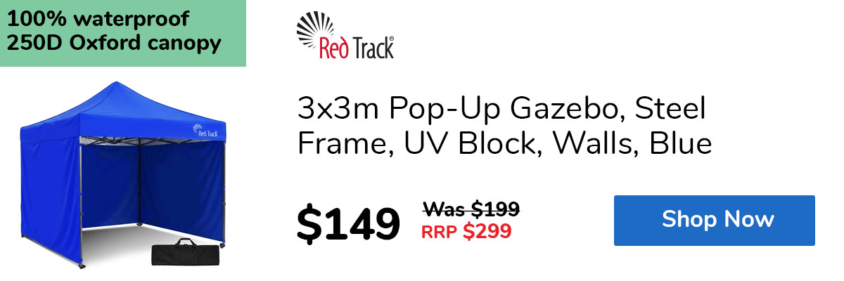 3x3m Pop-Up Gazebo, Steel Frame, UV Block, Walls, Blue