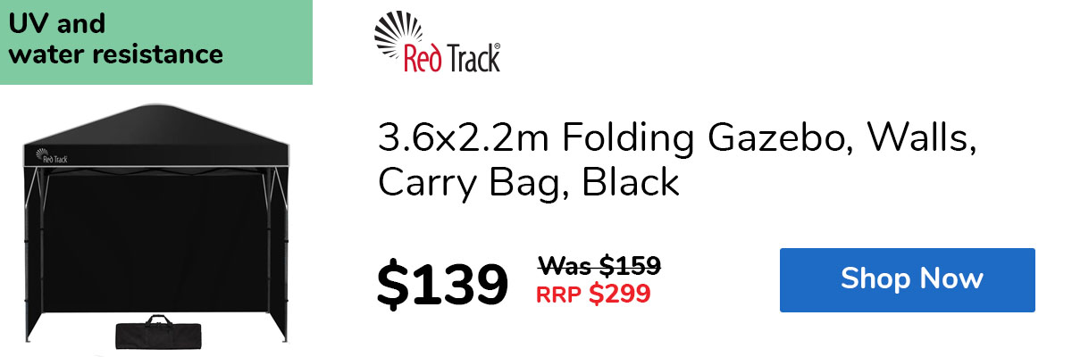3.6x2.2m Folding Gazebo, Walls, Carry Bag, Black