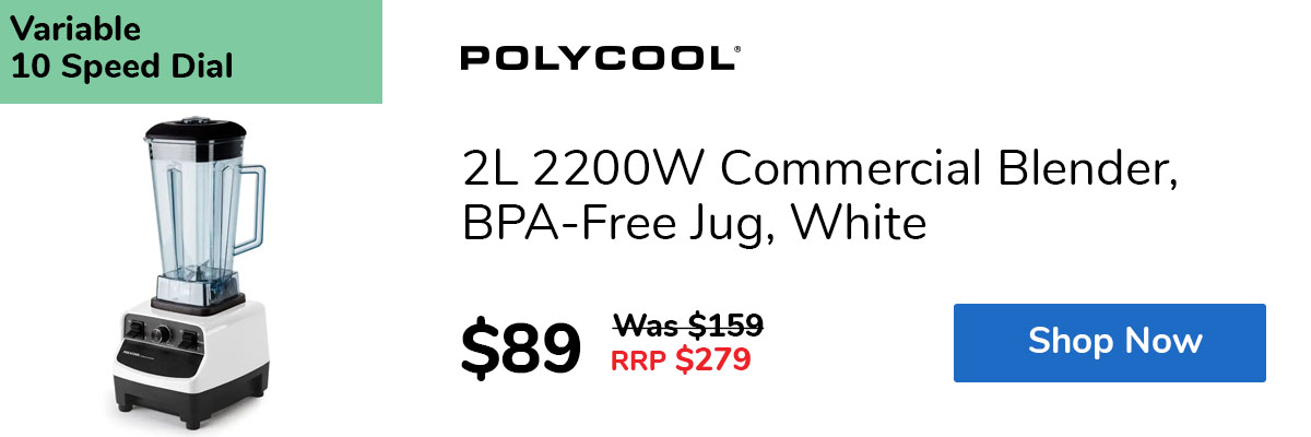 2L 2200W Commercial Blender, BPA-Free Jug, White