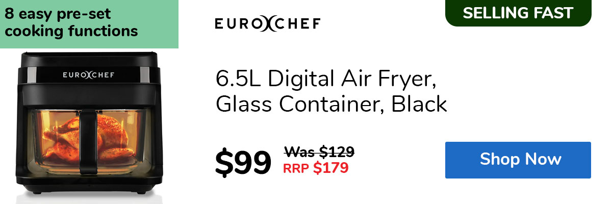 6.5L Digital Air Fryer, Glass Container, Black