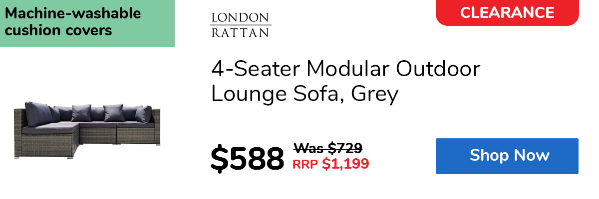 4-Seater Modular Outdoor Lounge Sofa, Grey