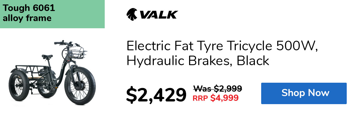 Electric Fat Tyre Tricycle 500W, Hydraulic Brakes, Black