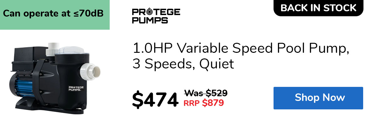 1.0HP Variable Speed Pool Pump, 3 Speeds, Quiet