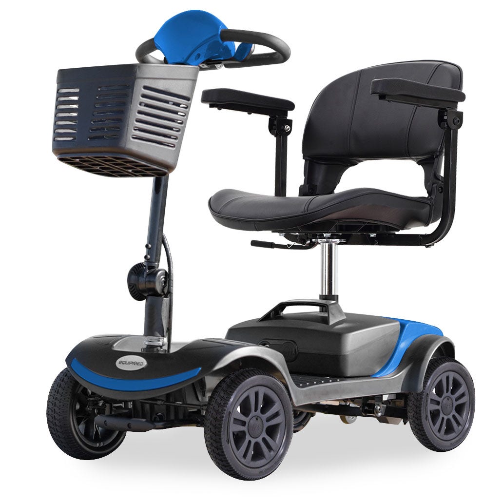 Image of EQUIPMED SmartRider Mid-Sized Compact Electric Mobility Scooter - Black & Blue