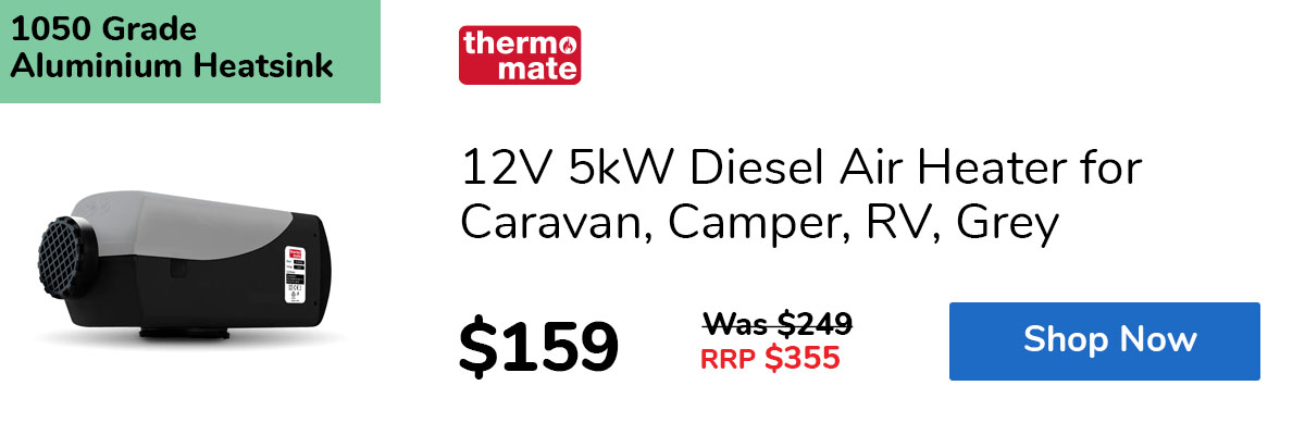 12V 5kW Diesel Air Heater for Caravan, Camper, RV, Grey