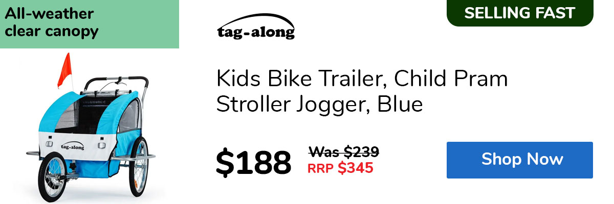 Kids Bike Trailer, Child Pram Stroller Jogger, Blue