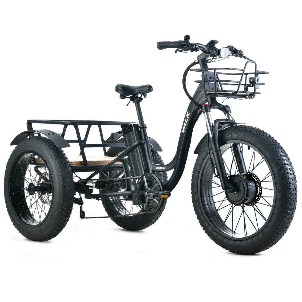 Image of VALK Electric Fat Tyre Tricycle, 500W, Throttle, Hydraulic Disc Brakes, Alloy Frame, Suspension, Black
