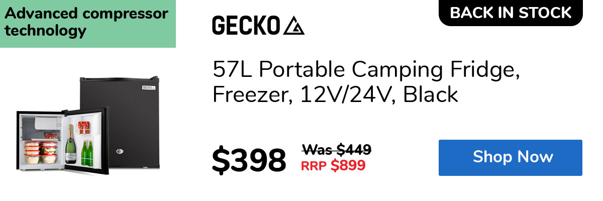 57L Portable Camping Fridge, Freezer, 12V/24V, Black