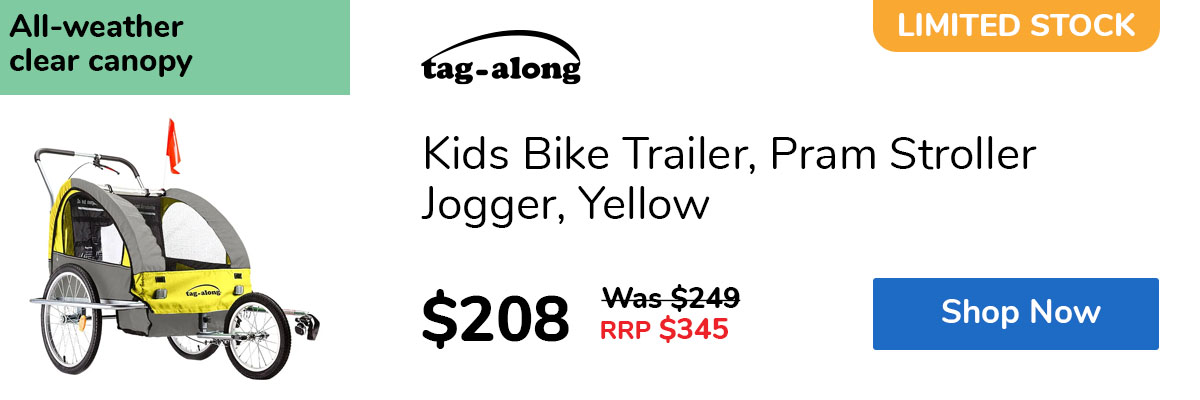 Kids Bike Trailer, Pram Stroller Jogger, Yellow