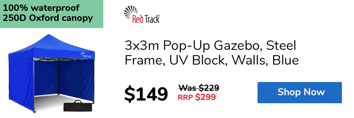 3x3m Pop-Up Gazebo, Steel Frame, UV Block, Walls, Blue