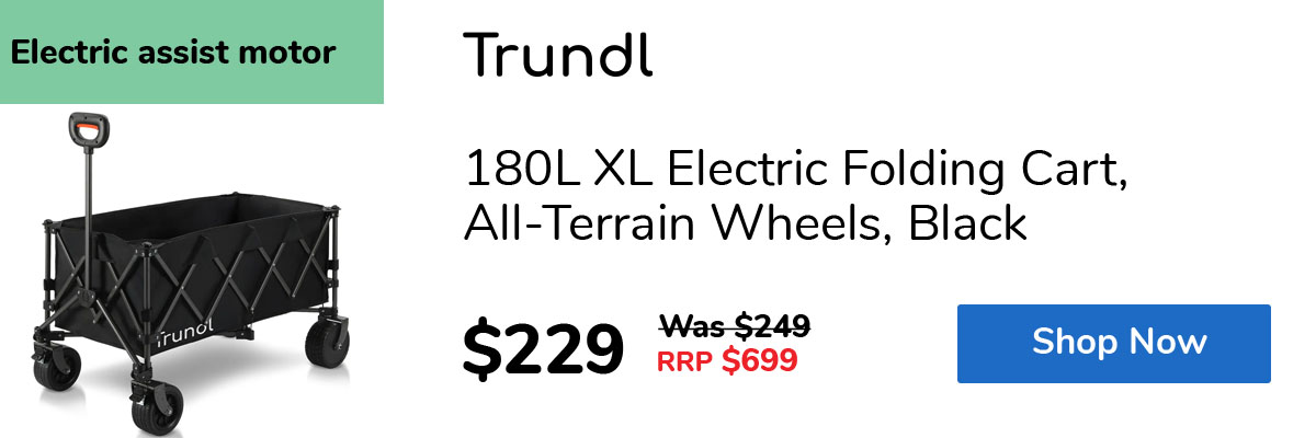 180L XL Electric Folding Cart, All-Terrain Wheels, Black