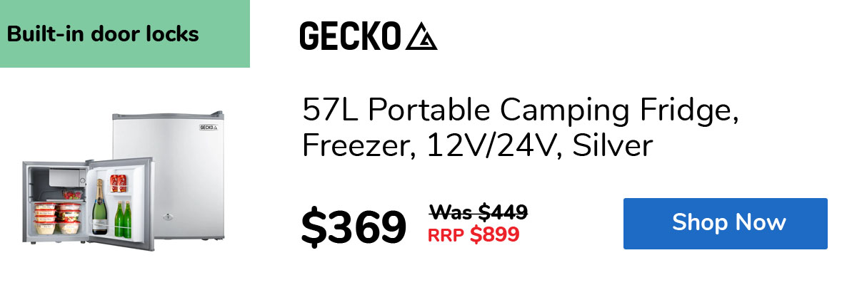 57L Portable Camping Fridge, Freezer, 12V/24V, Silver