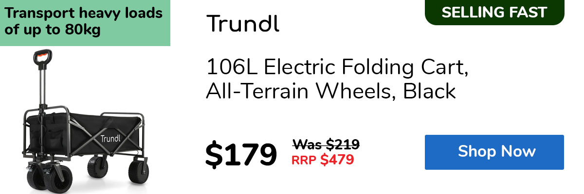 106L Electric Folding Cart, All-Terrain Wheels, Black
