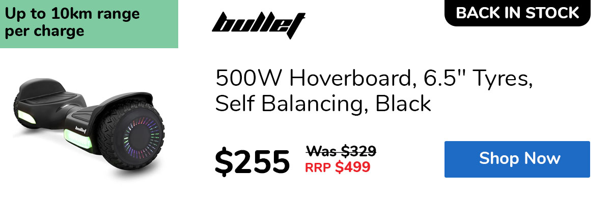 500W Hoverboard, 6.5" Tyres, Self Balancing, Black