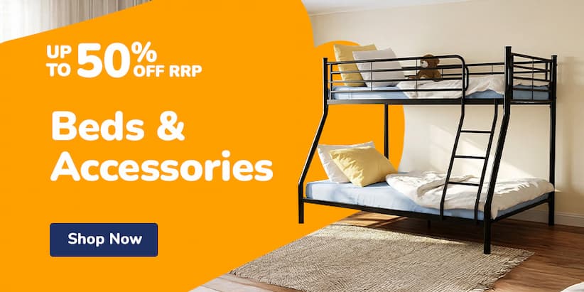 BEDS & ACCESSORIES UP TO 50% OFF RRP