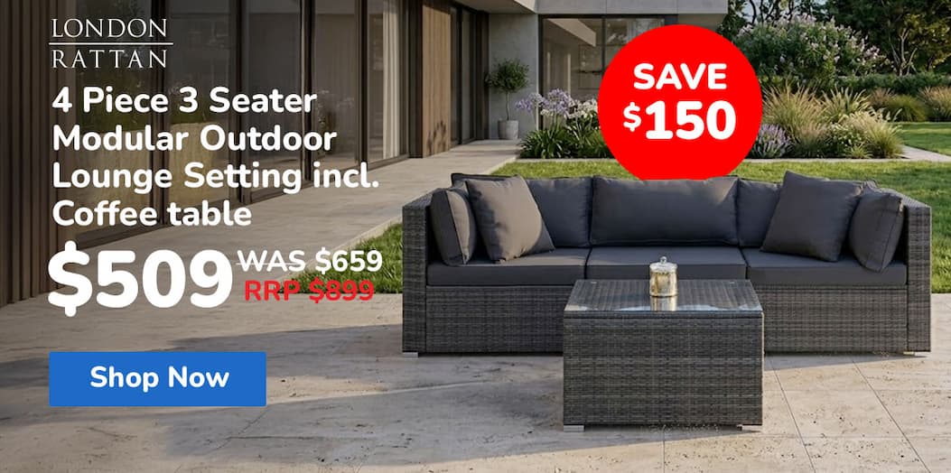 LONDON RATTAN 4 Piece 3 Seater Modular Outdoor Lounge Setting