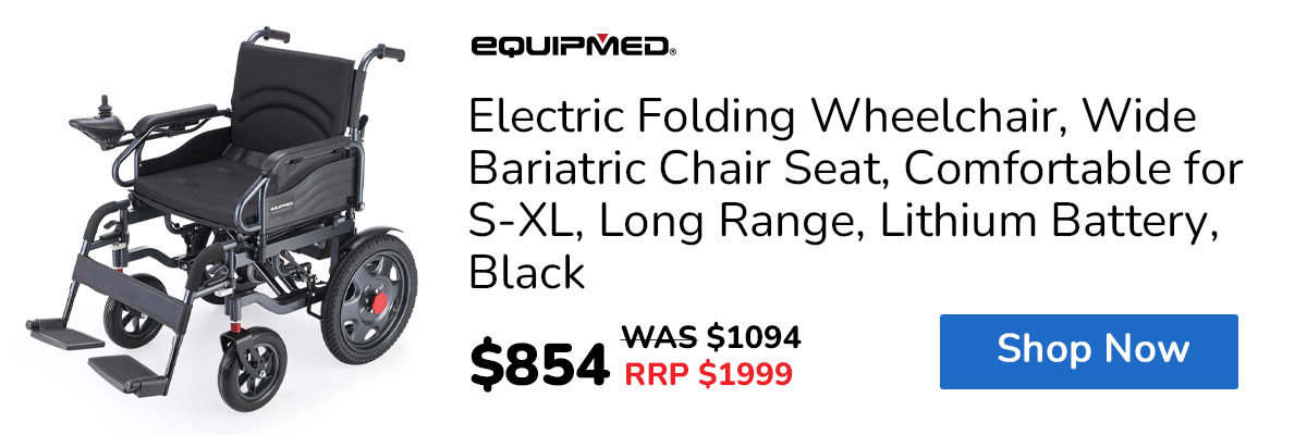 EQUIPMED Electric Folding Wheelchair, Wide Bariatric Chair Seat