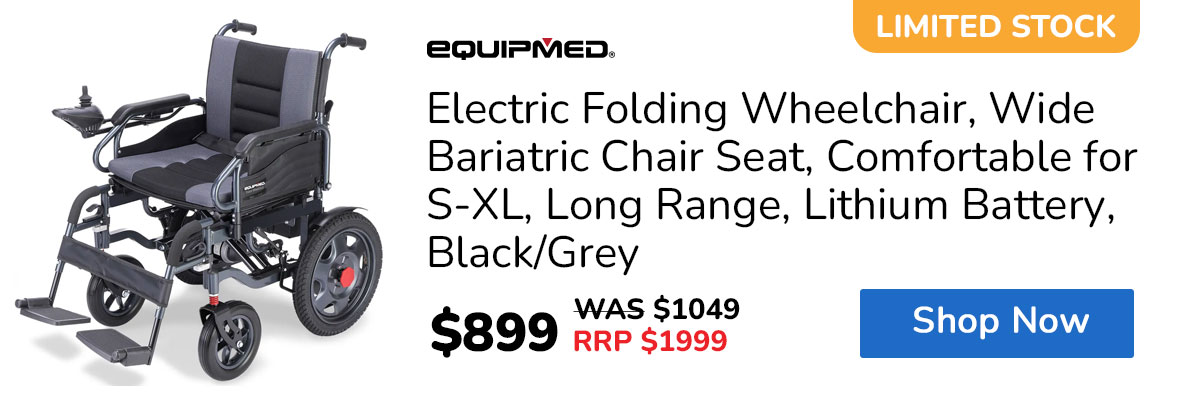 EQUIPMED Electric Folding Wheelchair, Wide Bariatric Chair Seat