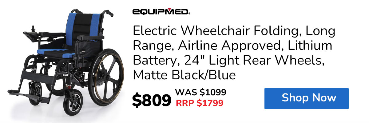 EQUIPMED Electric Wheelchair Folding, Long Range, Airline Approved