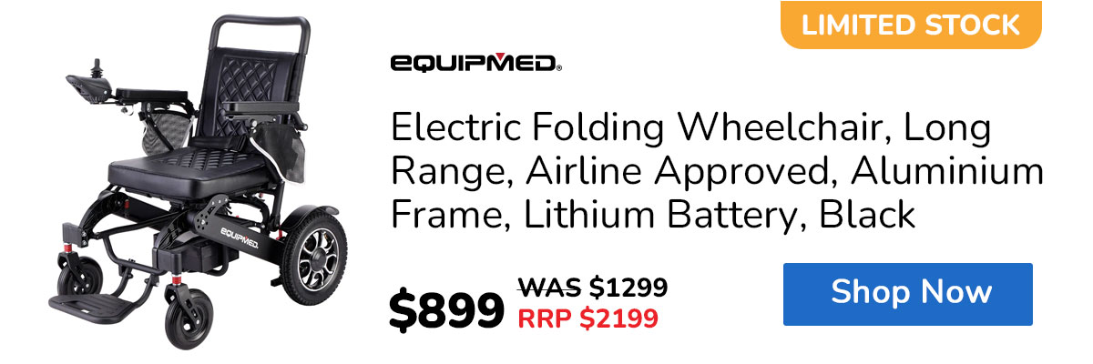 EQUIPMED Electric Folding Wheelchair, Long Range, Airline Approved