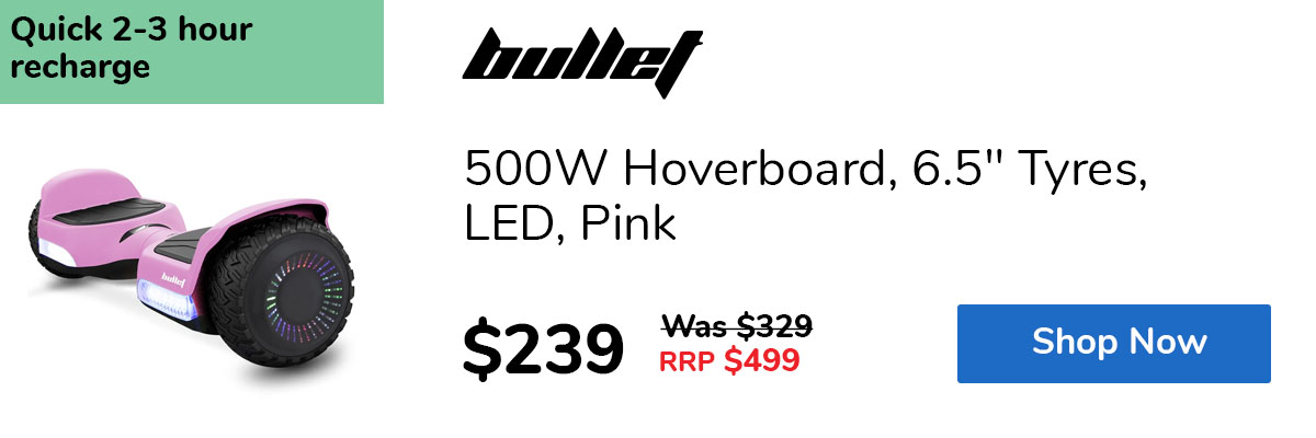 500W Hoverboard, 6.5" Tyres, LED, Pink