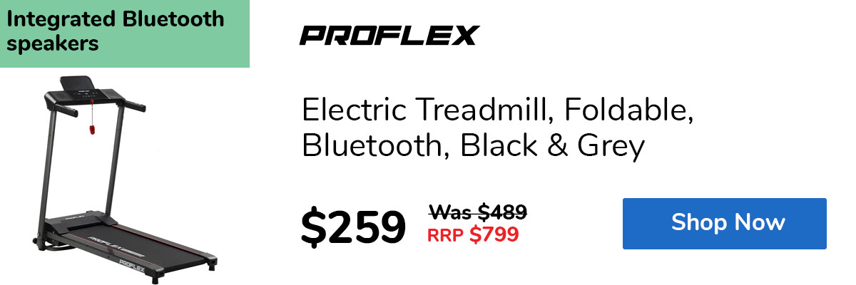 Electric Treadmill, Foldable, Bluetooth, Black & Grey