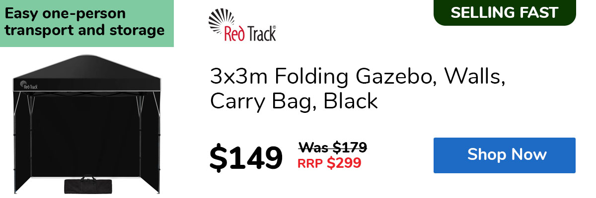3x3m Folding Gazebo, Walls, Carry Bag, Black