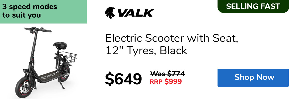 Electric Scooter with Seat, 12" Tyres, Black