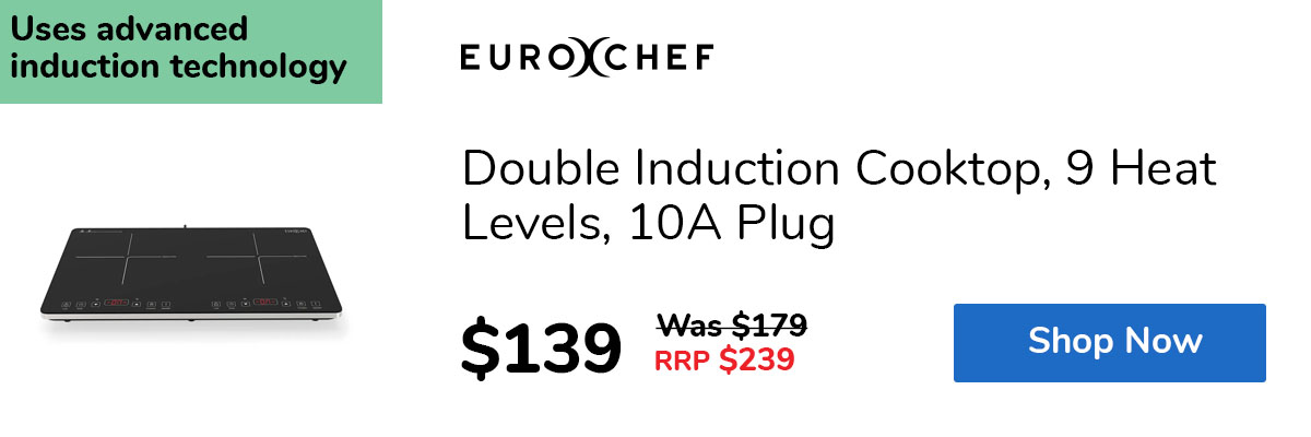 Double Induction Cooktop, 9 Heat Levels, 10A Plug