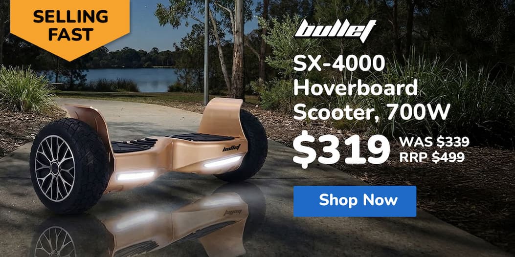 BULLET SX-4000 Hoverboard Scooter, 700W Brushless, UL Certified, AU Compliant, 8.5" Wheels, Superior Self Balancing System, LED Lights, Carry Bag, Bronze