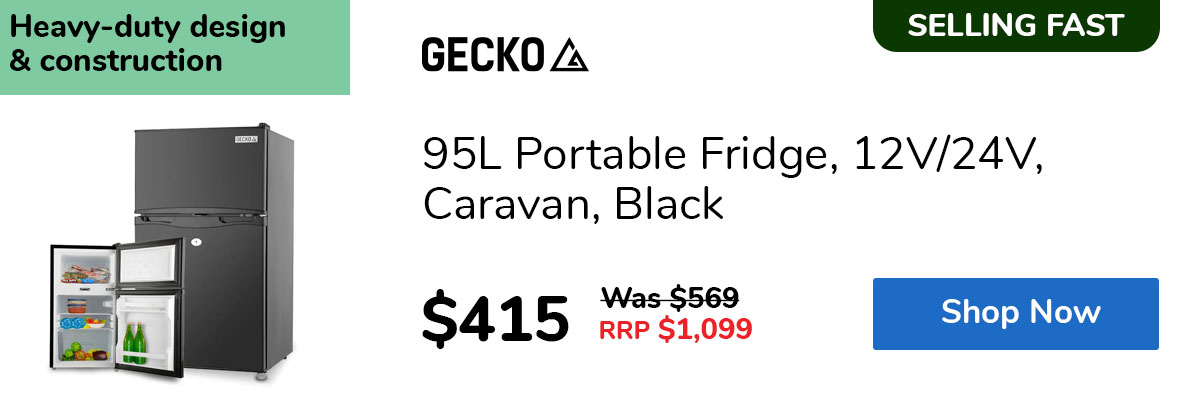 95L Portable Fridge, 12V/24V, Caravan, Black