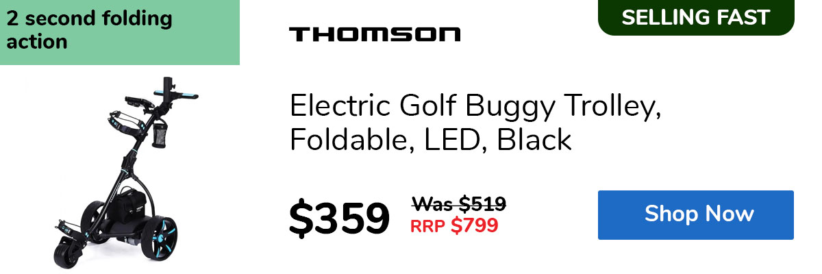 Electric Golf Buggy Trolley, Foldable, LED, Black
