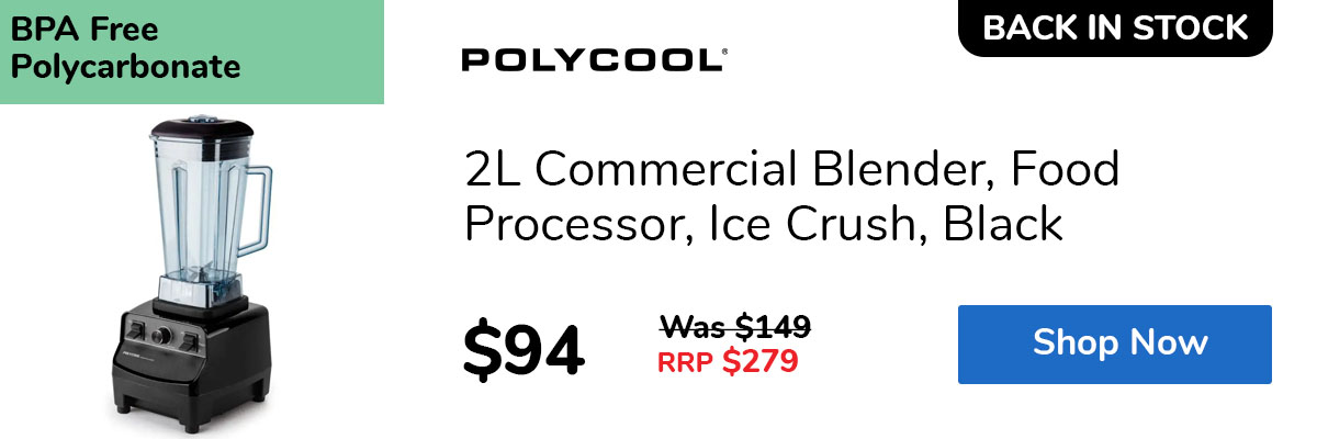 2L Commercial Blender, Food Processor, Ice Crush, Black