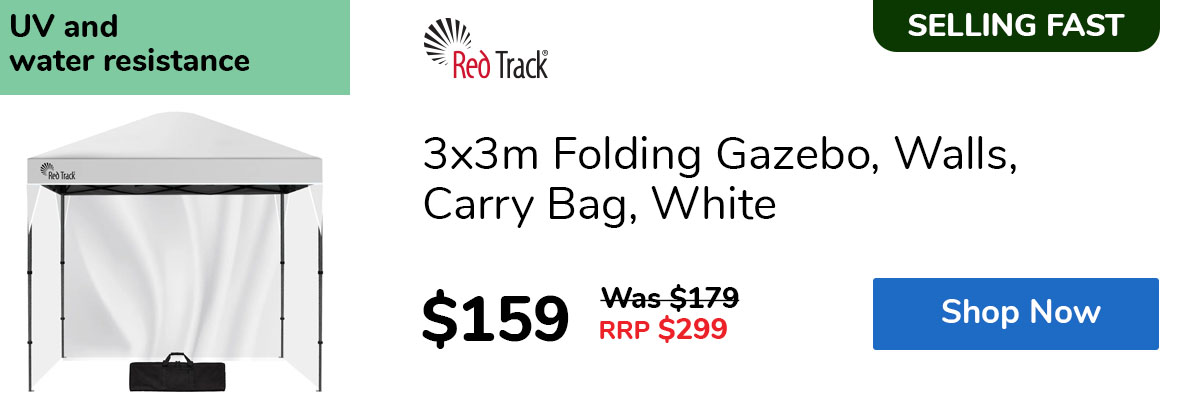 3x3m Folding Gazebo, Walls, Carry Bag, White