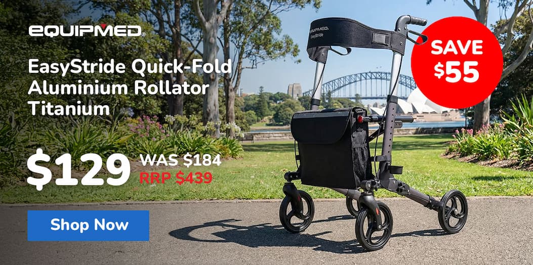 EQUIPMED EasyStride Quick-Fold Aluminium Rollator - Titanium