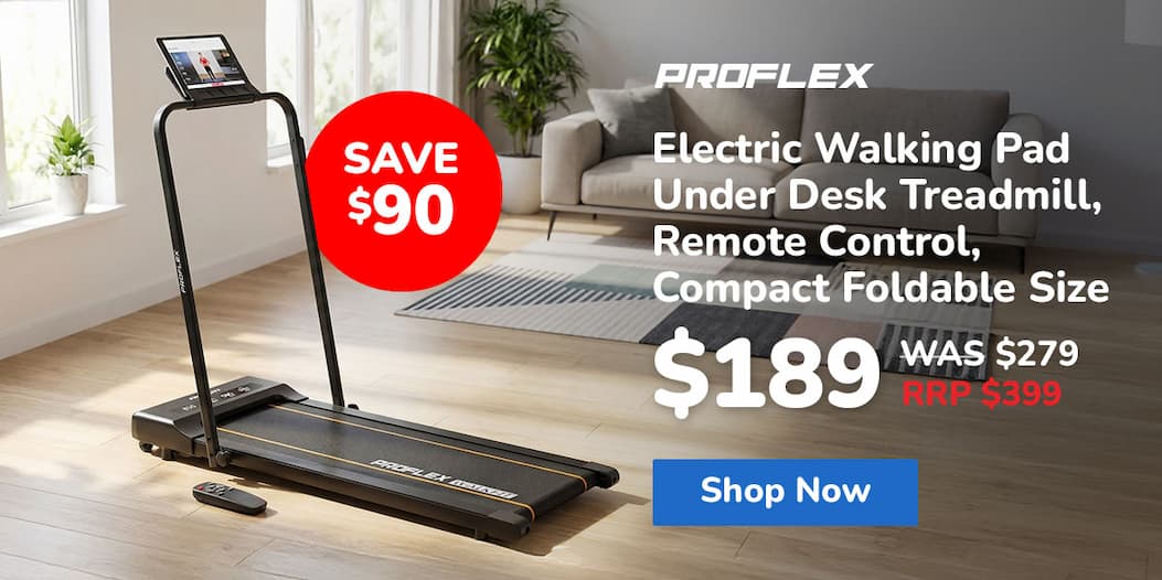 PROFLEX Electric Walking Pad Under Desk Treadmill, Remote Control, Compact Foldable Size, Tablet Holder, LCD Display, Walk or Light Jog