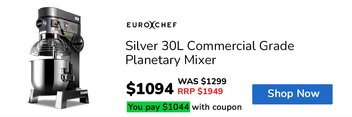 EuroChef Silver 30L Commercial Grade Planetary Mixer