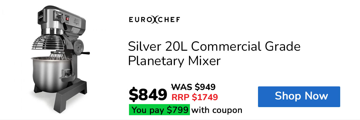 EuroChef Silver 20L Commercial Grade Planetary Mixer