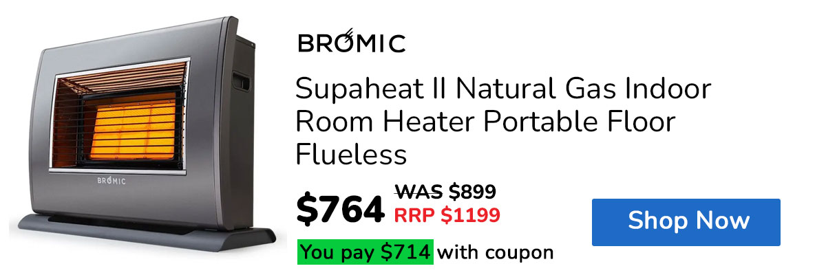 BROMIC Supaheat II Natural Gas Indoor Room Heater Portable Floor Flueless