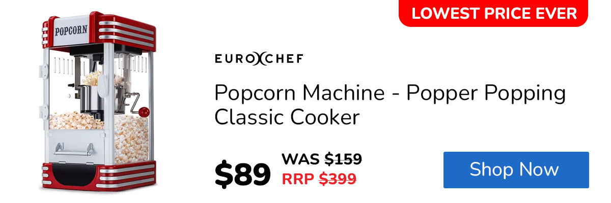 EuroChef Popcorn Machine - Popper Popping Classic Cooker