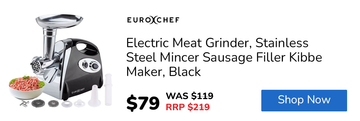 EUROCHEF Electric Meat Grinder, Stainless Steel Mincer Sausage Filler Kibbe Maker, Black